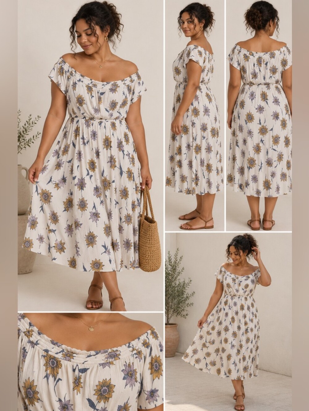 Old Navy Floral Off-Shoulder Midi Dress – Size XXL